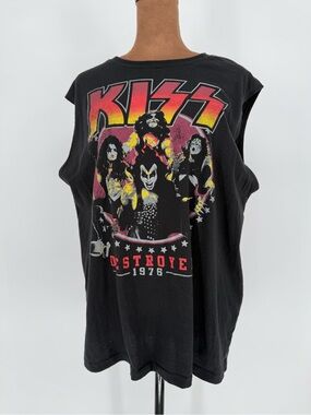KISS Destroyer 1976 Summer Tour Sleeveless Band Tee Black Large